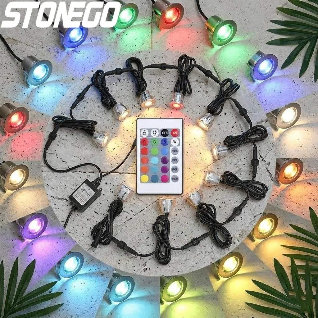 

Светодиодные встраиваемые светильники для террасы 32 мм, 06 Вт, 500 лм, SMD2835, RGBW, 16 цветов, для наружного освещения садовых дорожек