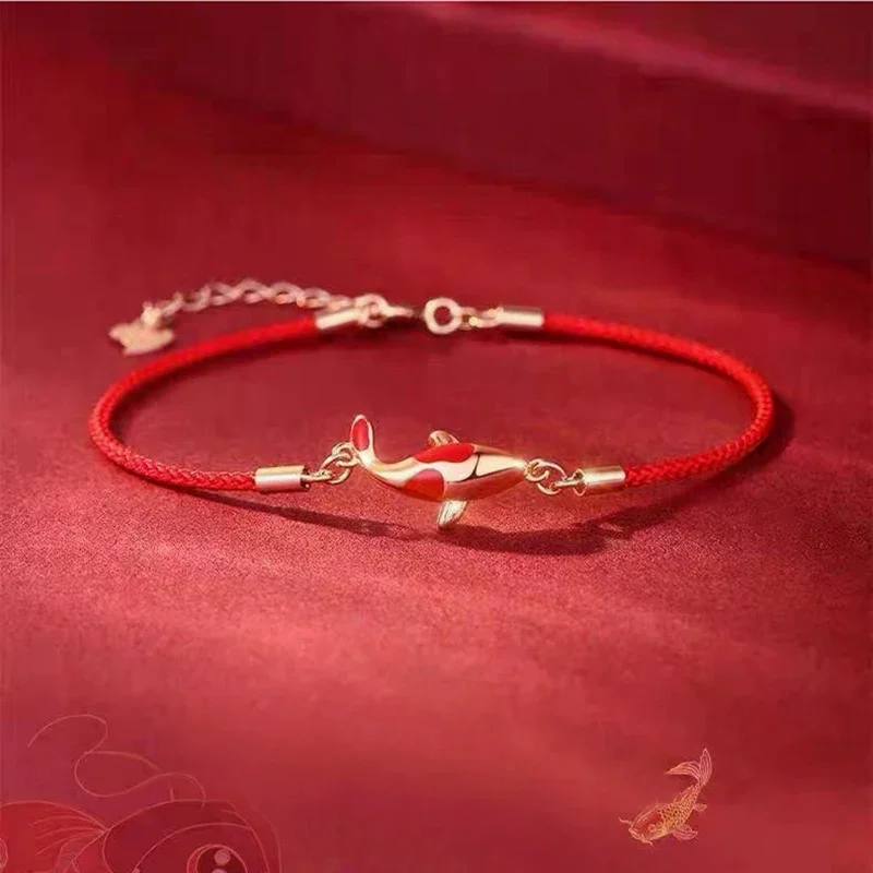 حسن الحظ سوار حبل مضفر كوي سوار سلسلة حمراء هدية عيد الحب زوجين هدية #2
