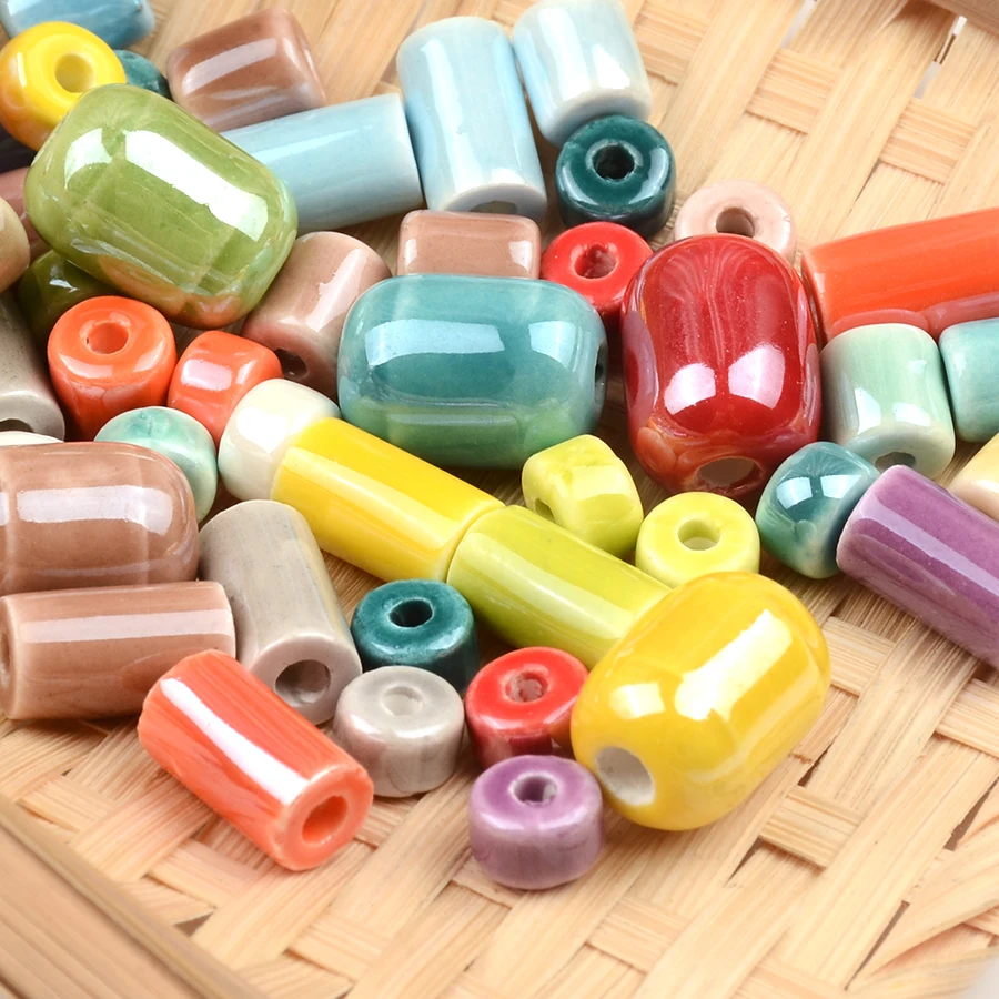 Many Shapes Cylindrical Ceramic Beads For Jewelry Making Handmade DIY Loose Spacer Beads Bracelet Earrings Supply