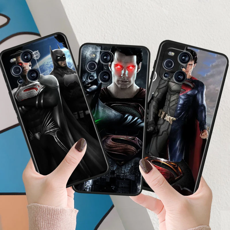 Superman Batman For OPPO Find X6 X5 X3 X2 F21S F21 Pro Lite Neo Black Silicone Soft Cover Capa Phone Case