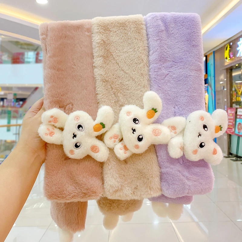 New Winter Children Cute Soft Faux Fur Cartoon Carrot Scarf Baby Girls Outdoor Windproof Warm Scarf Boy Kids Plush Thicken Scarf