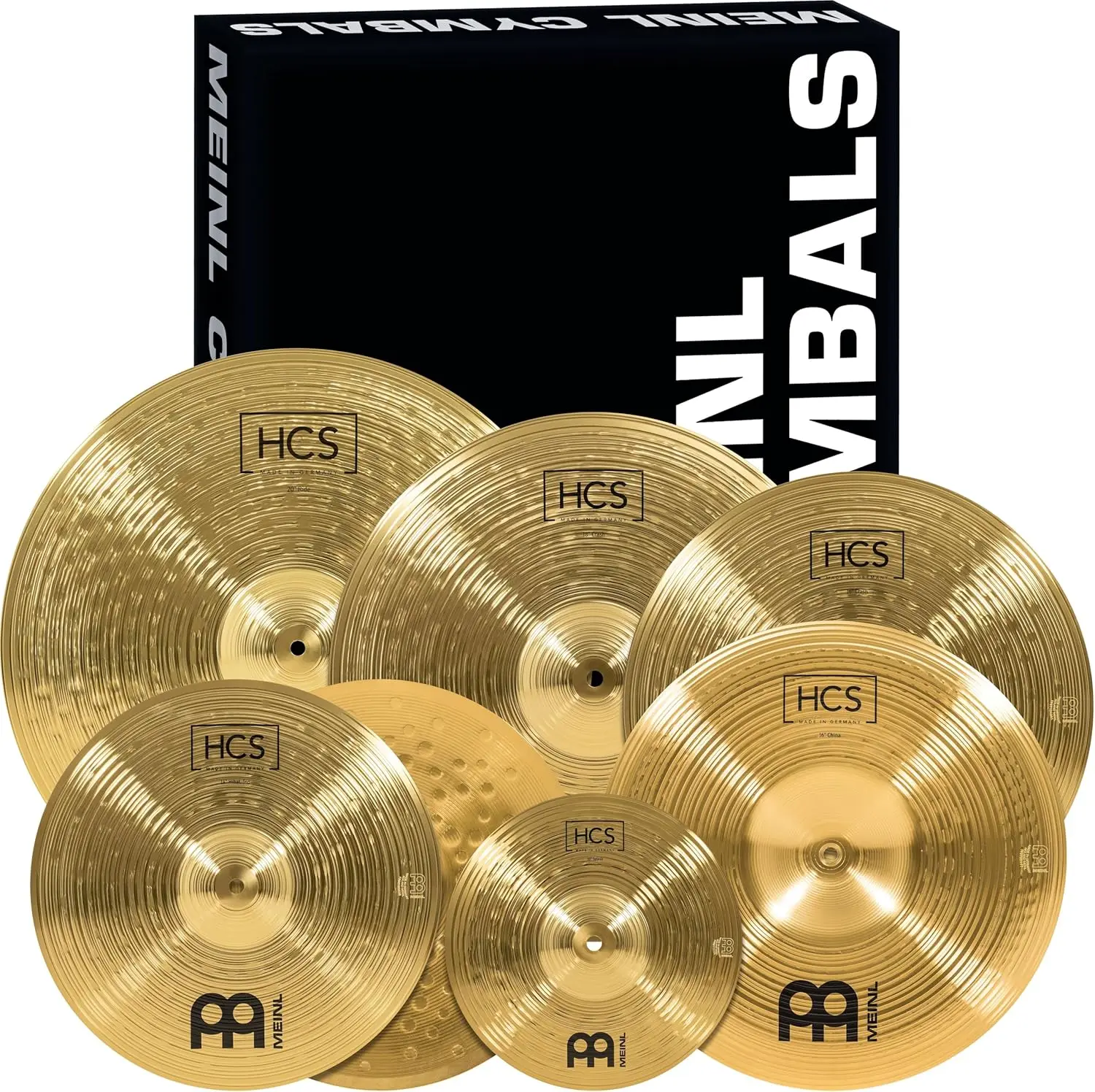 Meinl Cymbals Super Set Box Pack with 14” Hihats, 20” Ride, 16” Crash, 18” Crash, 16” China, and a 10” Splash – HCS Traditional