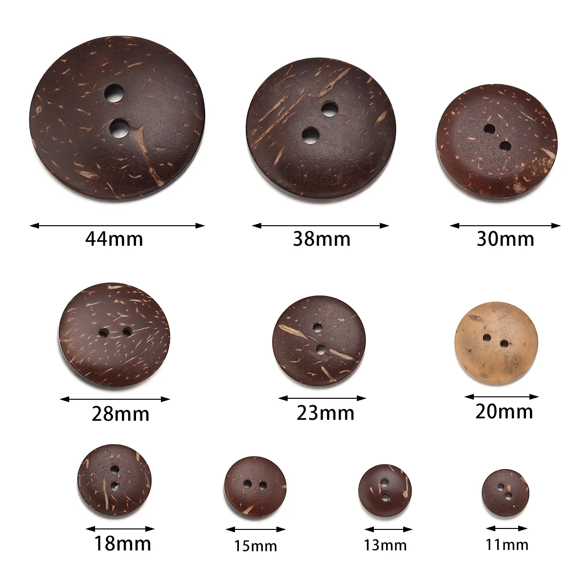 Different specifications Coconut Shell Buttons Round Two-eye Button For Matching Shirt Sweater Clothing DIY Sewing