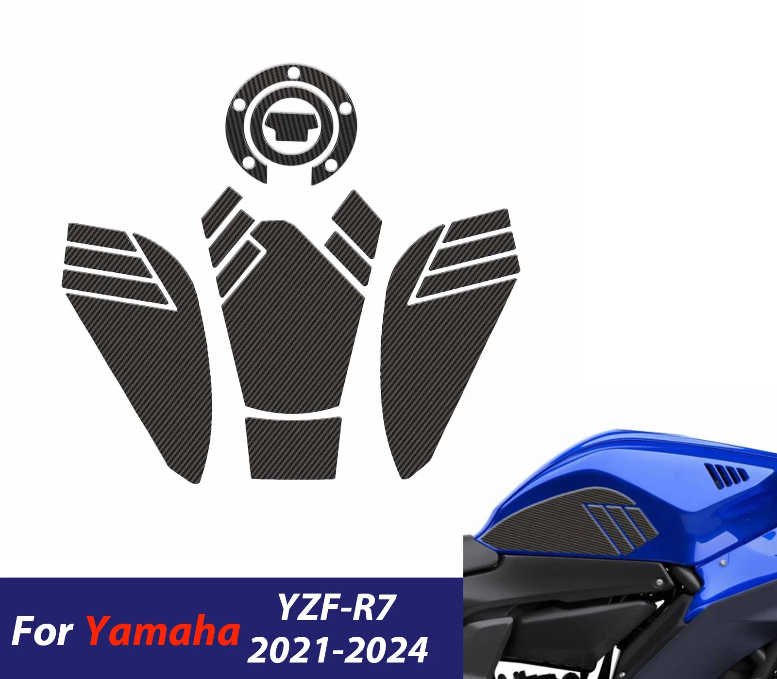 

YZF-R7 Anti Slip Fuel Tank Stickers Gas Cap Oil Protect Pad For Yamaha YZF R7 R 7 2021-2024 Motorcycle Accessories ﻿
