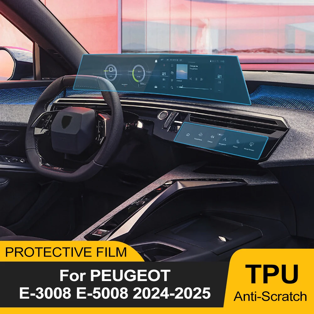 

Car TPU Screen Protector 21 inch Car LCD Navigation Dashboard Pre-cut PPF Cover for Peugeot E-5008 E-3008 2024 2025 Accessories