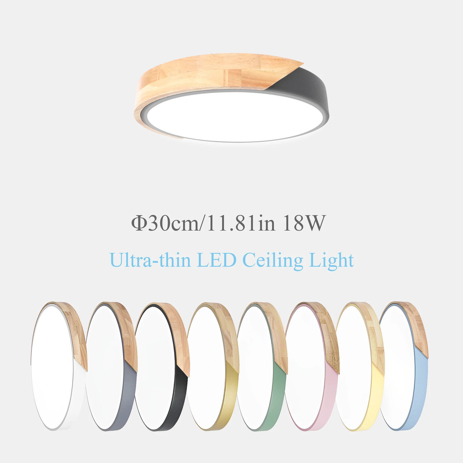 

Светодиодный потолочный светильник 18 Вт, современный круглый деревянный светильник в стиле макарон, для внутреннего освещения