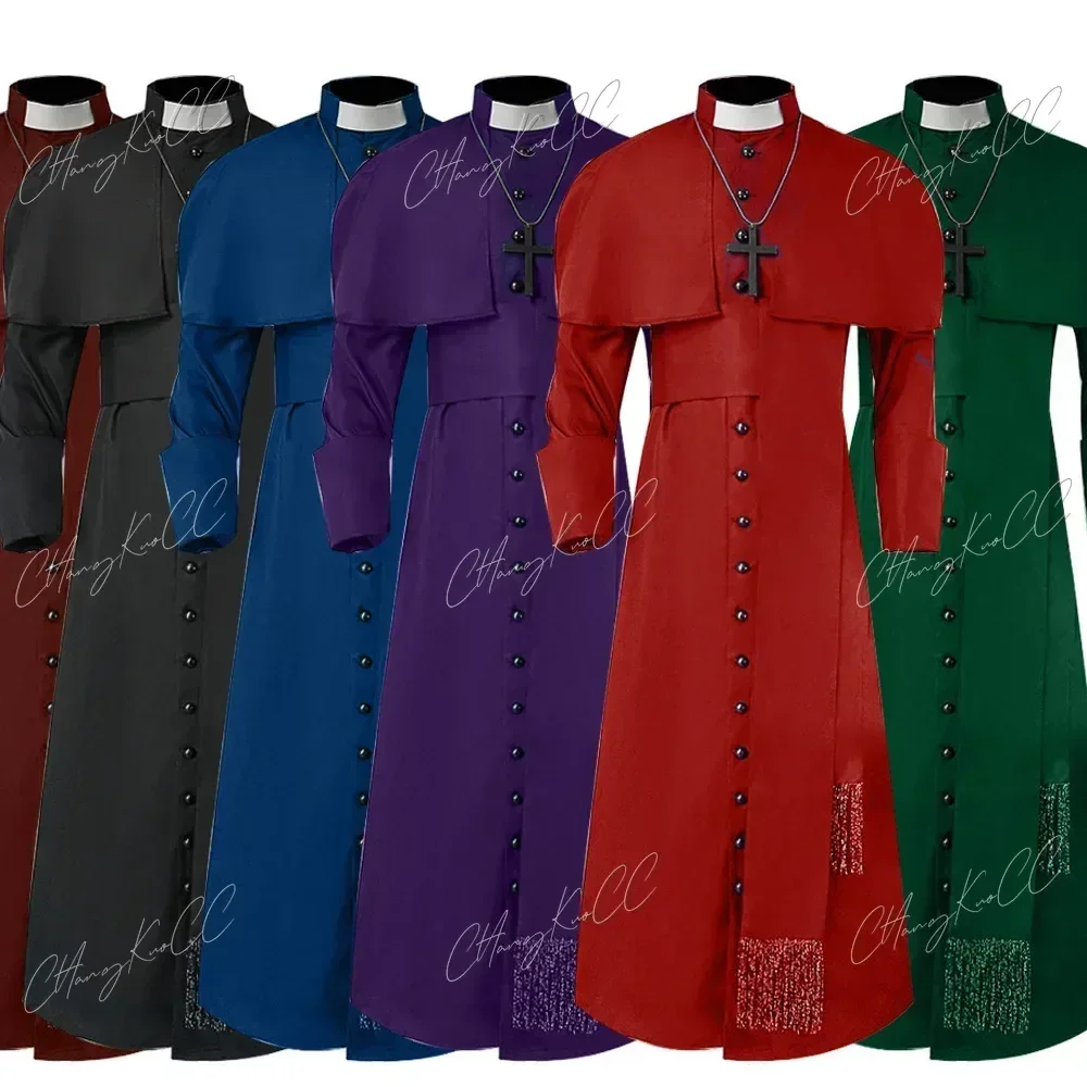 Costume de prêtre médiéval, église catholique, religieux romain, Soutane, papa, pasteur, père, Robe missionnaire de masse, soutane du clergé