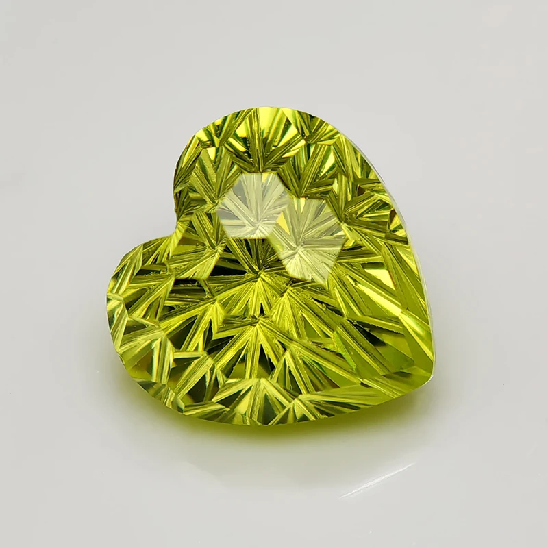 New Apple Green 6x6mm Heart Pyrotechnic Cut Cubic Zirconia Gemstones for Jewelry Making