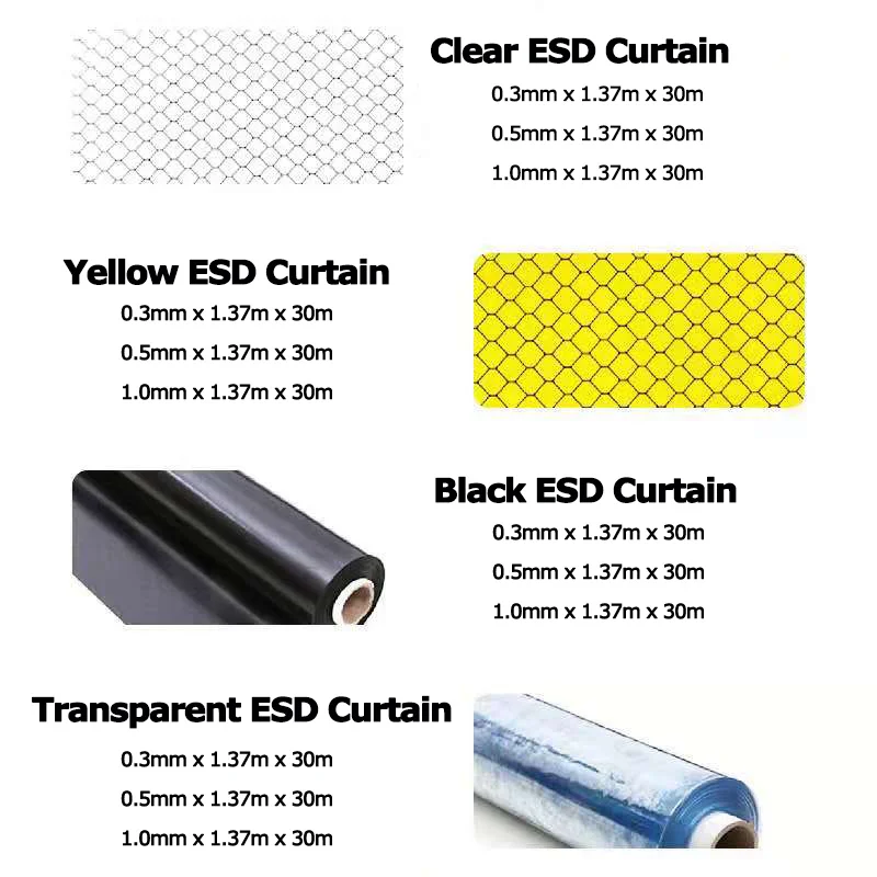 19 Years Factory Honeycomb Film Anti Static Curtains Roll Black ESD PVC Curtain