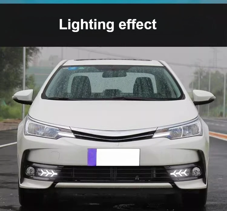 For Toyota Corolla 2017-2018 Car Led Daytime Running Light Front Fog Lamp Yellow Dynamic Turn Signal DRL 12V Daylight Night Blue detail image 14