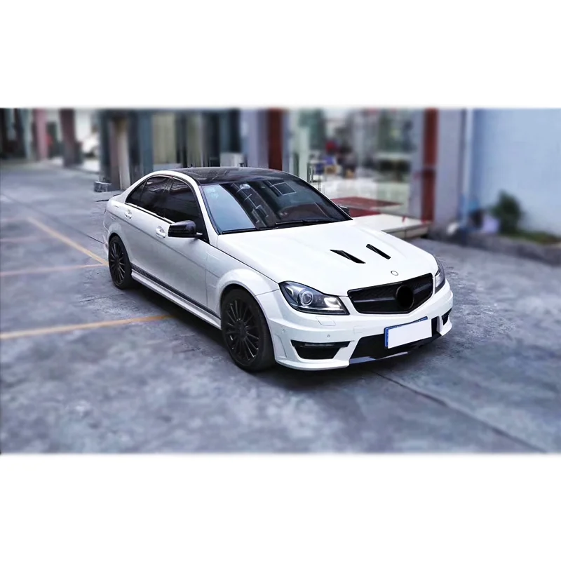 Whole Set Body Kit for C Class W204 C200 C260 C300 2007-2014 to C63 Front Rear Bumper Grille Side Skirt view 5