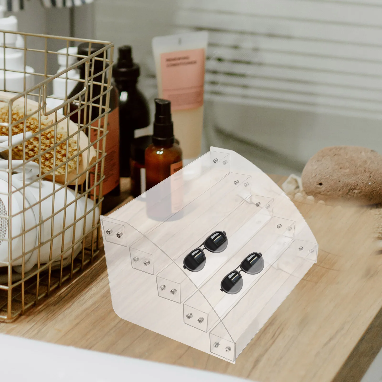 

5-Layers Plastic Sunglasses Display Stand Clear Eyewear Rack Holder Desktop Organizer Glasses Stand Sunglass Organizer