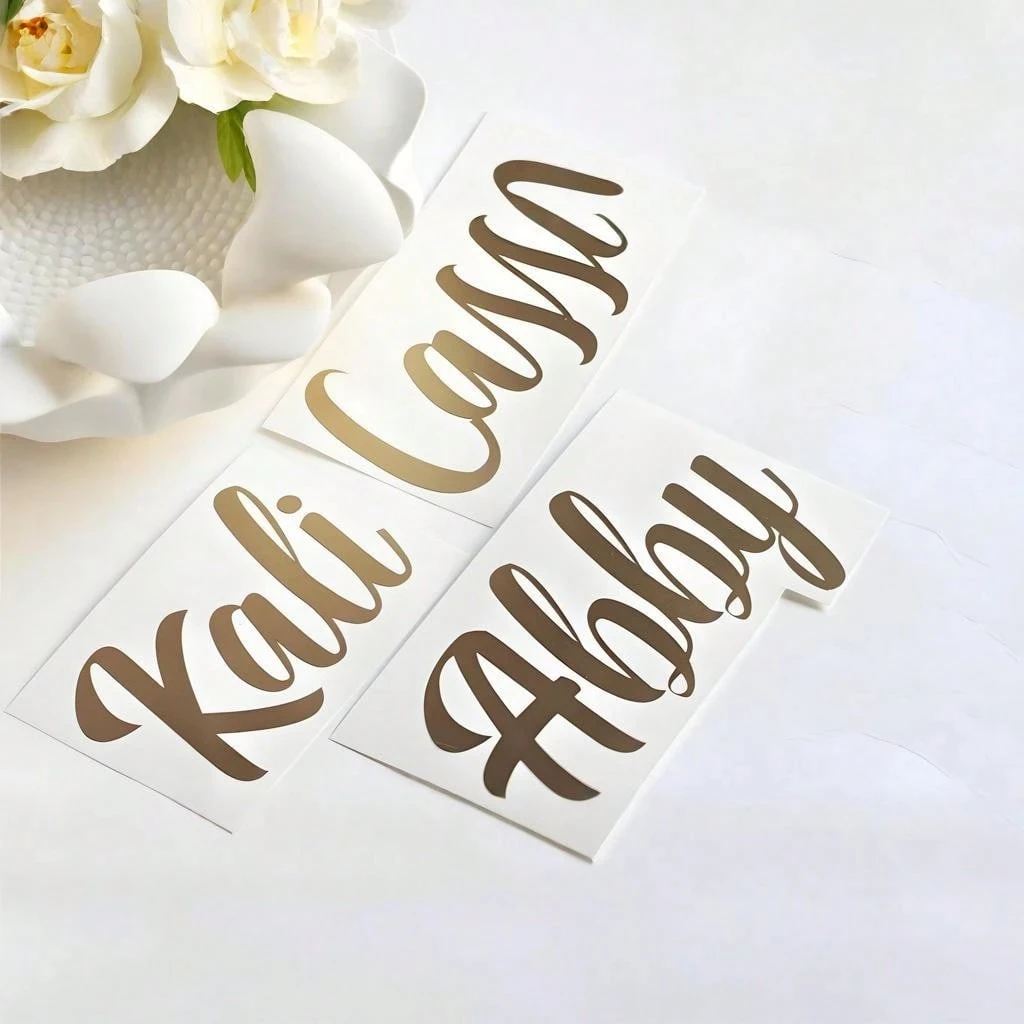 1/3/5pc Custom Text Glitter Name & Word Stickers, Personalized Custom Name Tag Stickers, 3-6 Inch Labels, Gold name sticker view 5