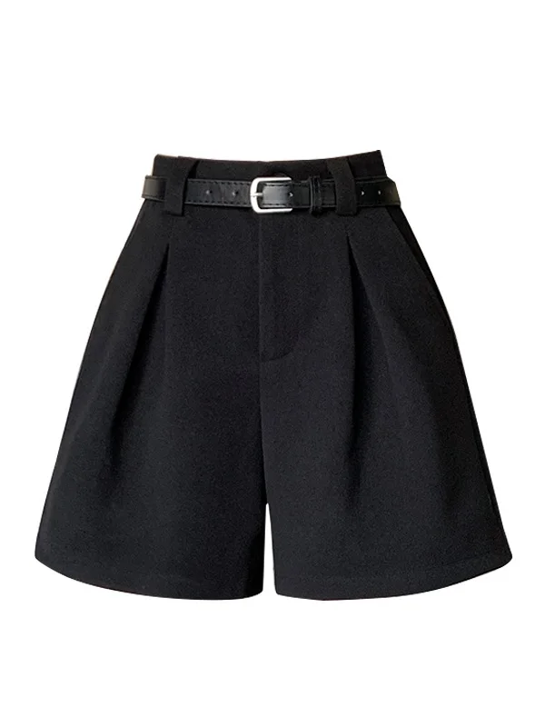 Wollen pak of broek dames herfst winter slanke A-lijn hotpants hoge taille kleine maat casual wijde pijpen bootcut broek