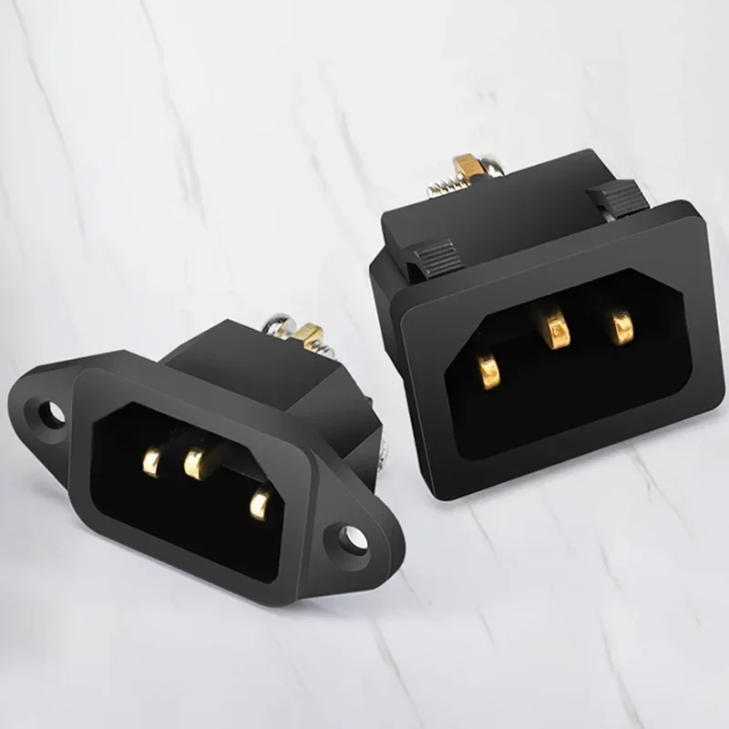 5PCS 3 Pin 10A 250V Computer Mount Outlet Electrical Power Socket LED Rocker Switch Brass Fuse Inlet Plug Connector IEC320 C14