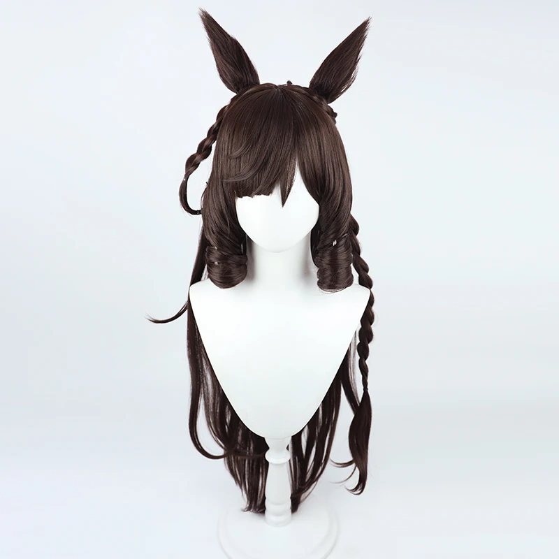 Perruque de Cosplay synthétique de jeu animé Uma Musume, jolie Derby Daiichi Ruby, avec queues d'oreille, fête de jeu de rôle, Fiber résistante à la chaleur