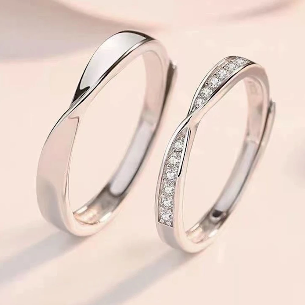 Couple Adjustable Twist Copper Plated Platinum Rings