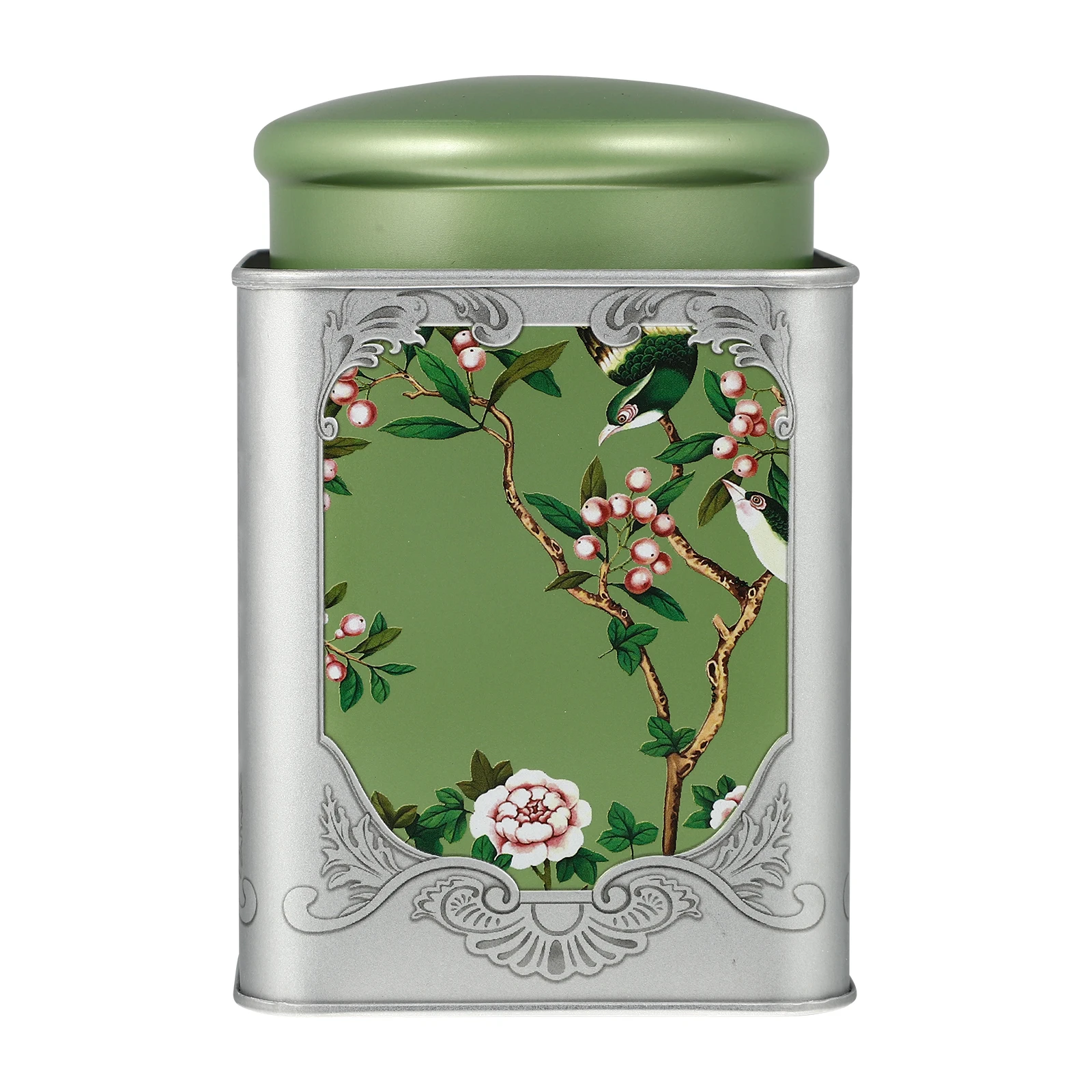 

Airtight Tea Canister Square Sealed Green Single Jar Tinplate Storage Candies Snacks Boxes Leaf Bags Home Decor