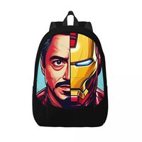 Lightweight Man And Machine - Tony Stark And Fusion In Comic Art Storage Bag Travel Retro Washable Iron Man Unisex Book Pack