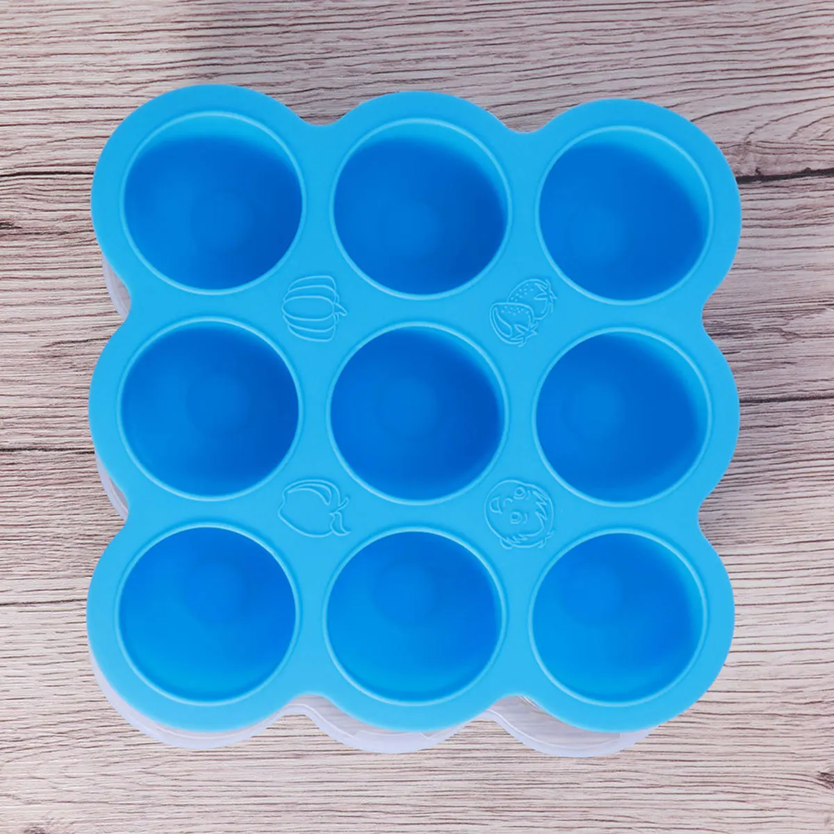 9 حاويات أغذية الأطفال الشبكية صينية الفريزر السيليكون محكم مانعة للتسرب صندوق تخزين الرضع المحمولة السماء الزرقاء حاوية أغذية الأطفال