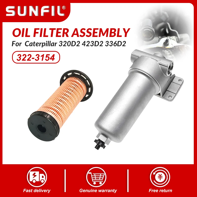 

Oil Filter Assembly 322-3154 3223154 For Caterpillar 320D2 423D2 336D2 329D2 313D2 324E CAT Excavator E323DL FiLter 3223155