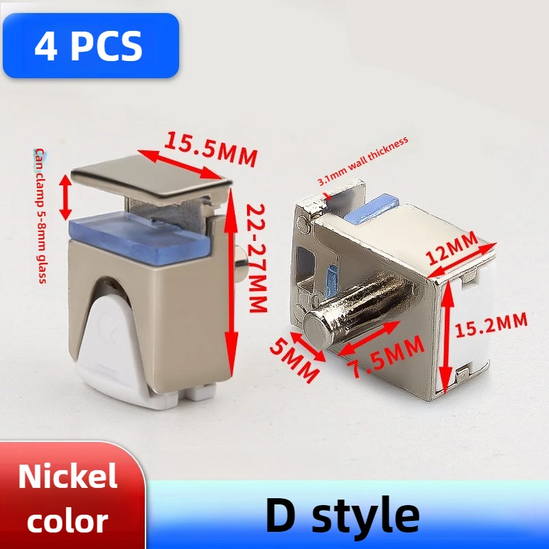 4 Stück/Packung Bewegliche Regalhalterung aus Zinklegierung, vernickelt, für Kleiderschrank, Glasabtrennung, Möbelbeschlag – Detail 4