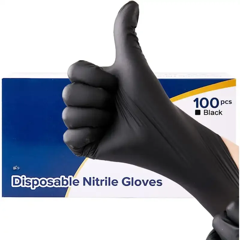 Black Disposable,Latex Free Disposable Gloves 100 PCS,Food Safe Food Prep Cooking Gloves