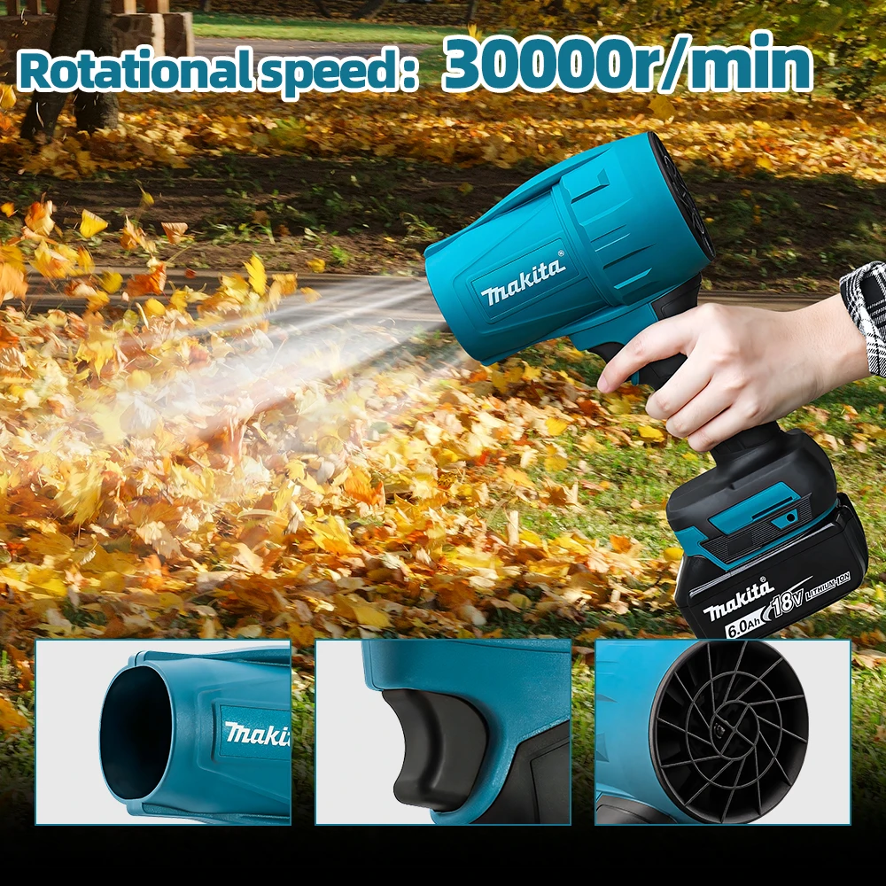 Makita Violent Blower 30000RPM Turbo Jet Fan Electric Air Duster Wind Speed Turbo 18VBattery Rechargeable With Light Car Cleanin