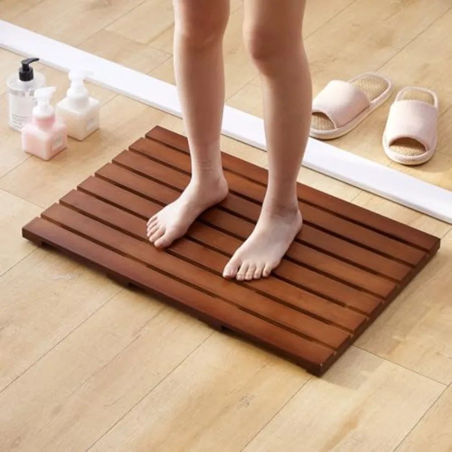 

Bamboo Bath Mat for Shower with Non-Slip RubberBathtub Mat Floor Mat Shower Mat for Indoor Outdoor Spa Sauna Pool 25.5 * 17 * 1