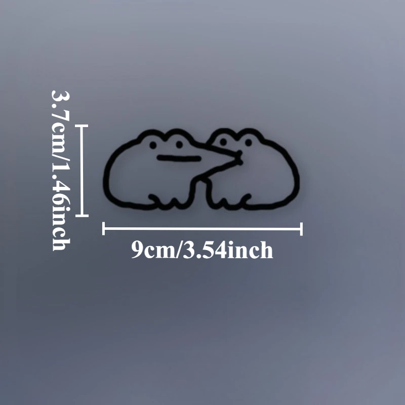 2pcs Minimal Line Art Couple Frog Waterproof Vinyl Sticker, Multi-Color Option for Car & Bike