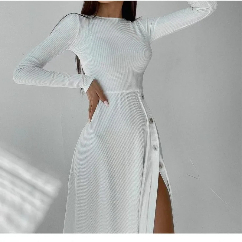 

Autumn & Winter New Women's Sexy High Waist Asymmetric Midi Split Dress Female Casual Clothing Women Fashion Hip Wrap Dresses