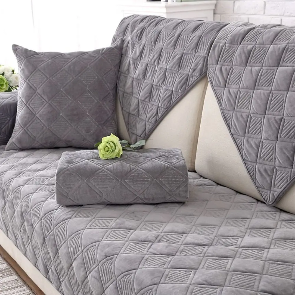 

Modern Minimalist European Style Sofa Cover Thickened Quilted Pattern Couch Covers Soft Non-Slip Furniture Protector Home Decor