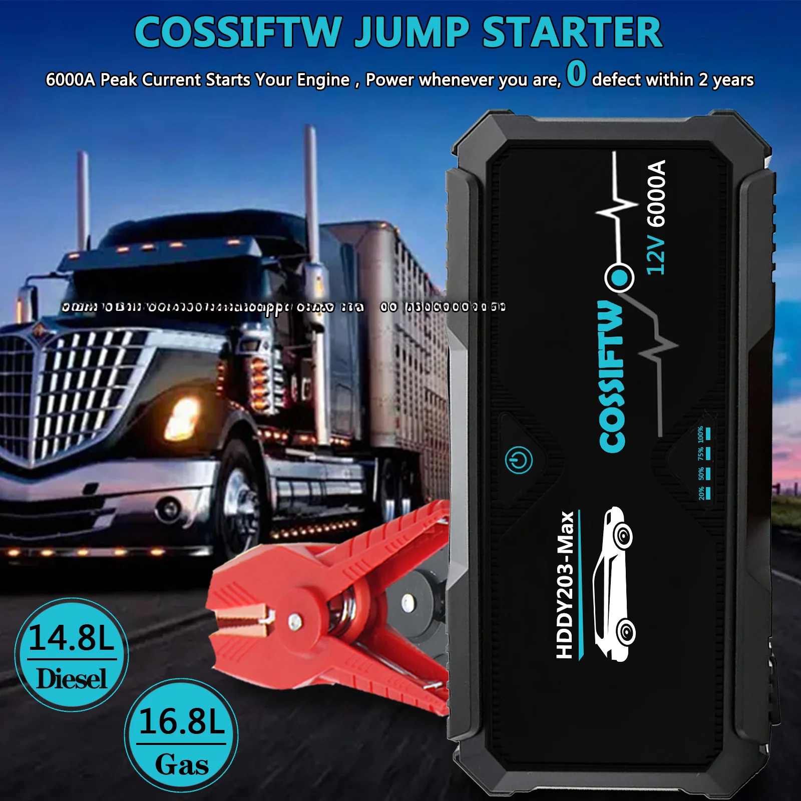 COSSIFTW 6000A 12V Socket Portable Battery Jumper Starter