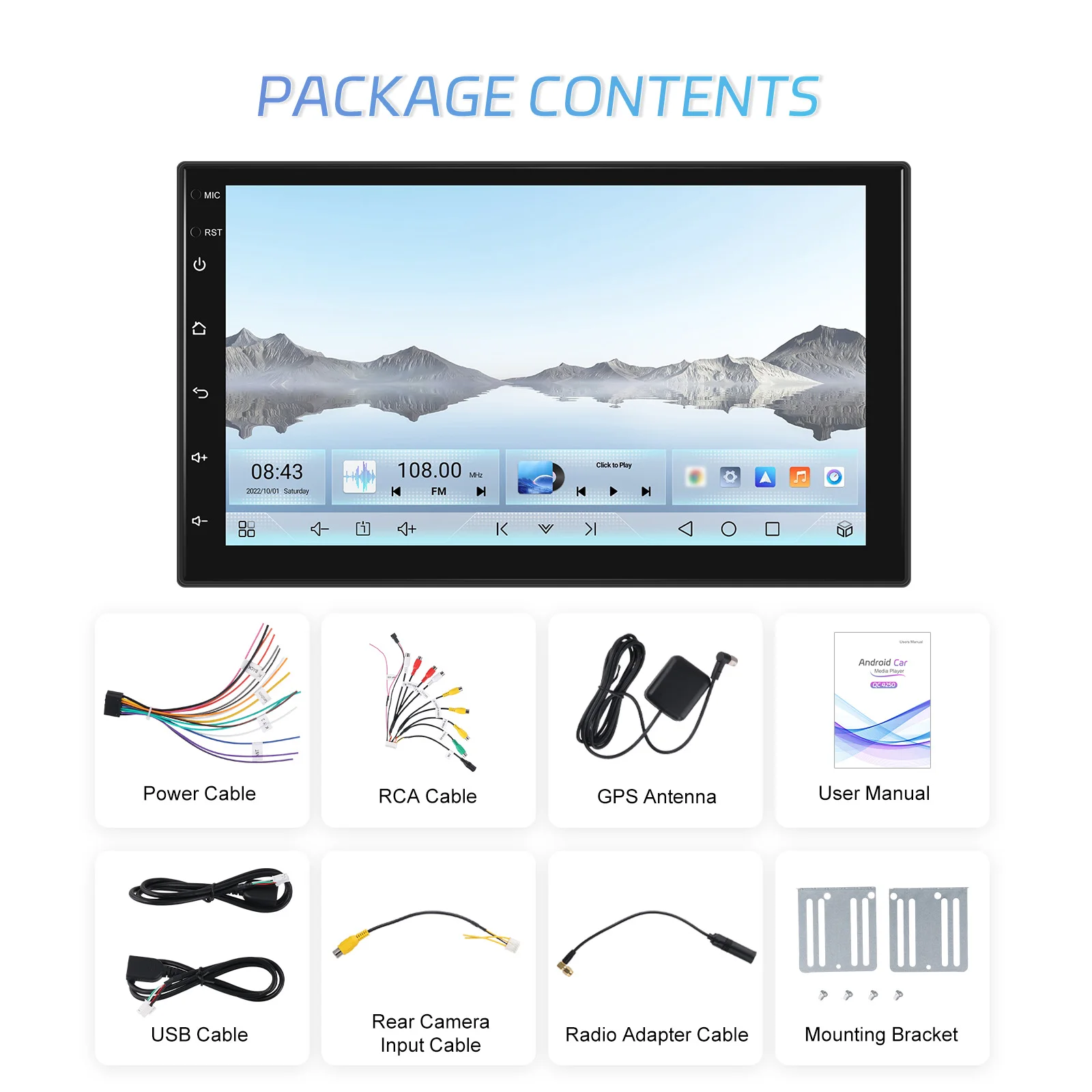 Podofo 2Din 4+64G Android Autoradio Snapdragon 8-Kern Universelles Intelligentes Autosystem Carplay Android Auto GPS WLAN Mirror Link – Detail 27