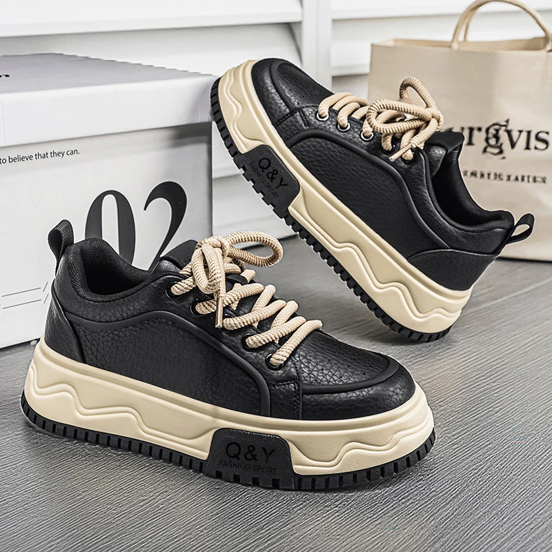 

Men's Color Block Low-Top Skate Shoes, Retro Thick Sole Casual Sneakers for Streetwear