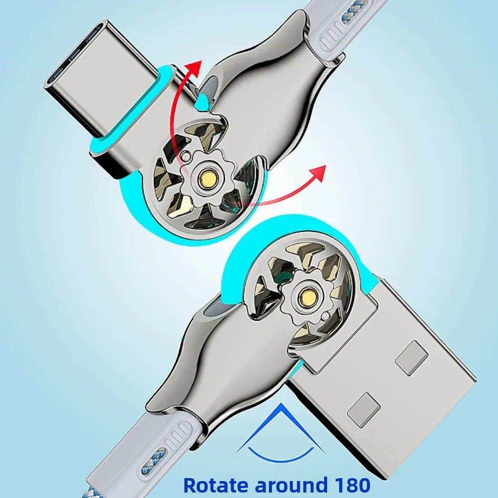 

Кабель для передачи данных с двойным изгибом на 180 градусов, тип C/micro USB, вращающийся кабель для быстрой зарядки телефона, 66 Вт, 2 м, локоть, линия передачи данных для смартфона