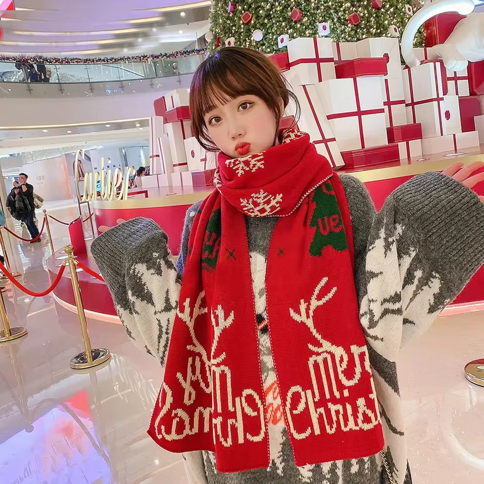Shawl Women Christmas Men Warm Scarf Fashion Models And Couple Knitted Scarf Mens Scarf Windproof