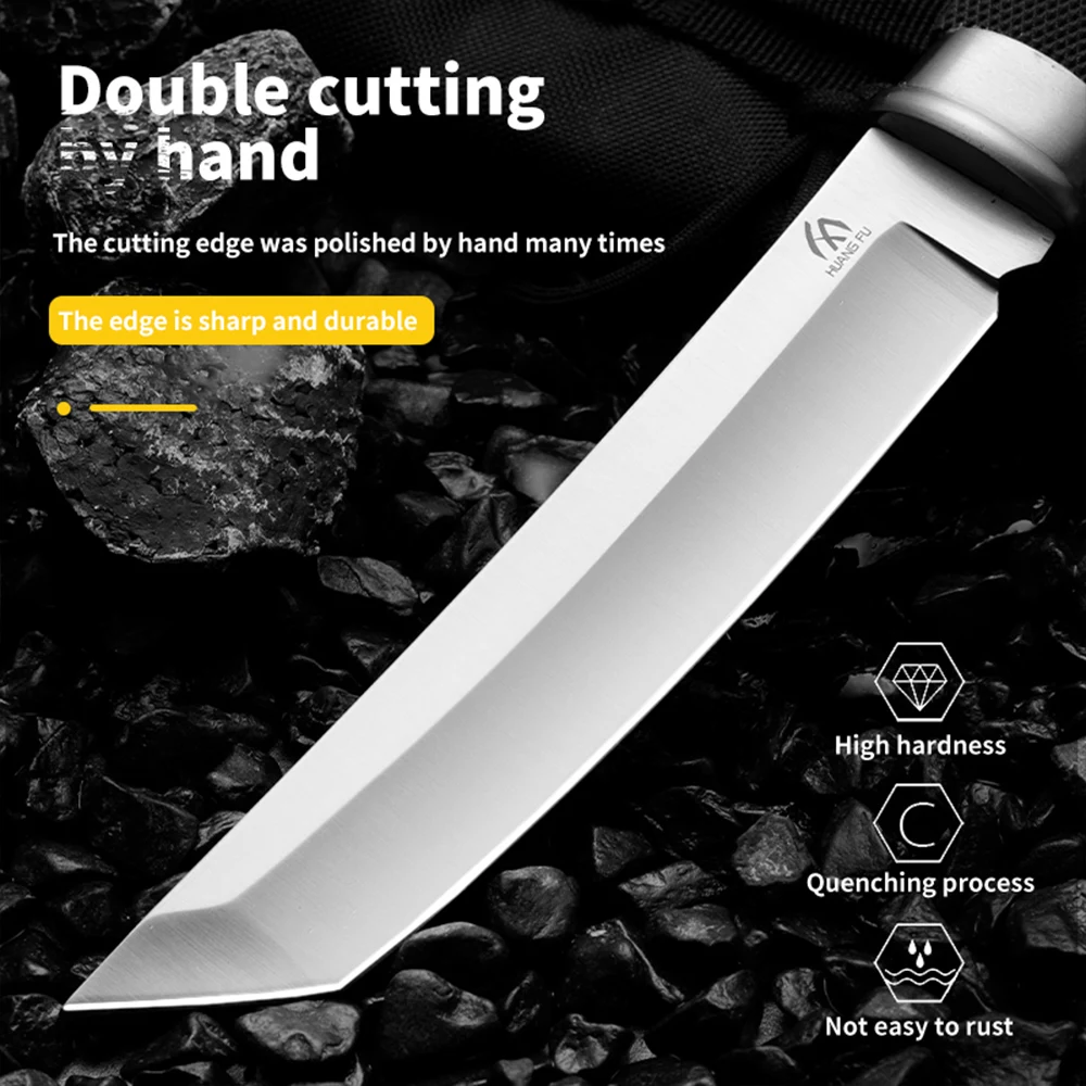 High quality 440 steel outdoor knife fixed blade wilderness survival knife men\'s gift rescue knife hiking hunting knife