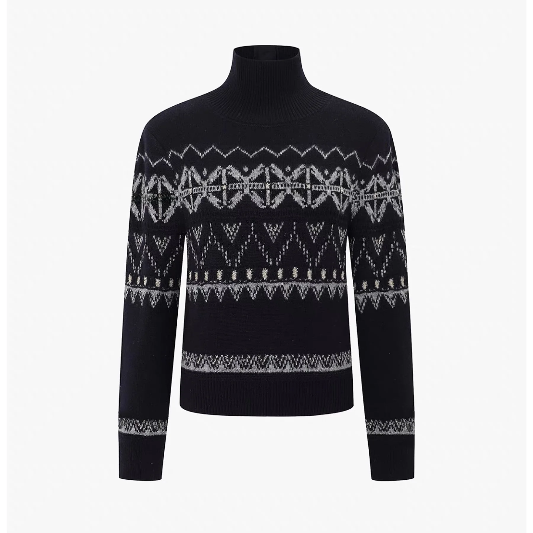 

Lemon Cheese MIC25 Winter High Collar Loose Geometric Knitwear Ele Woolen Knitted Sweater Commute Sle Long Sve