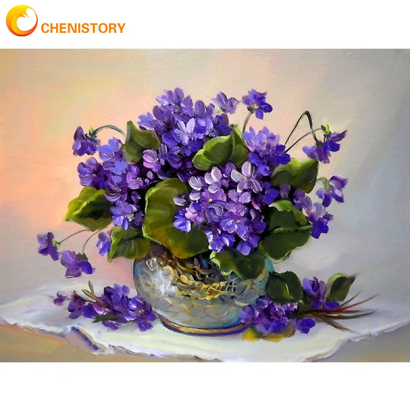 

CHENISTORY DIY Oil Painting By Numbers Flower Kits Drawing Canvas HandPainted Wall Art Pictures Modern Home Decor Handwork