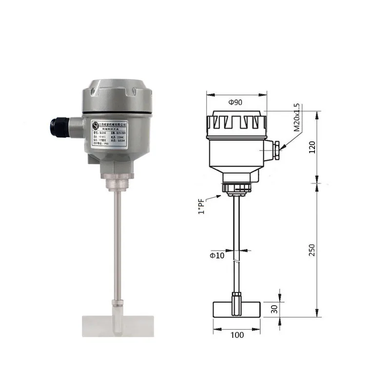 Imagem -02 - Interruptor de Nível de Material Rotativo Haste Estendida Detector de Objeto Sensor de Limite Industrial 220vac 24vdc Montagem Rosqueada