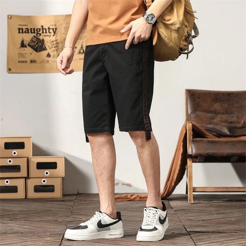 2023 New Men's Summer Thin 100% Cotton Print Shorts Korean Fashion Slim Fit Capris Sports Large Stretch Breathable Casual Shorts