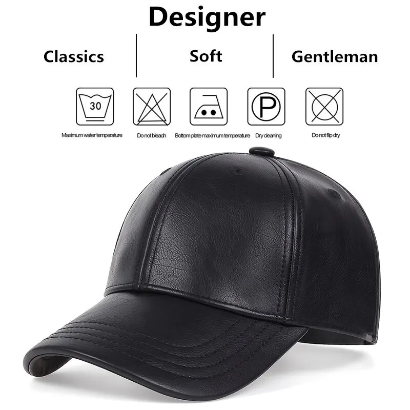 Pu Leather Baseball Caps Spring and Autumn Outdoor Adjustable Casual Hats Sunscreen Hat