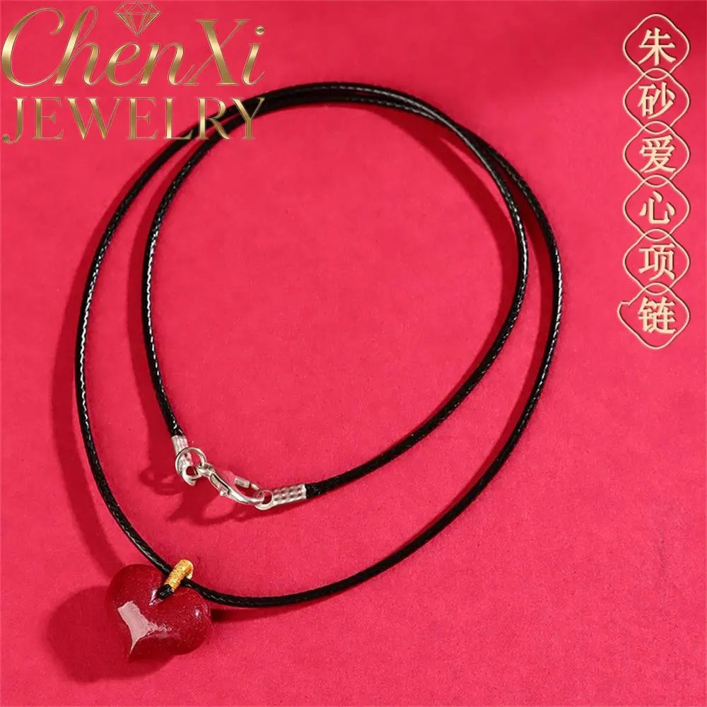 

High-end Cinnabar Three-dimensional Heart-shaped Pendant Luxury Quality Fashion Fine Jewelry Exquisite Elegant Charms Popular