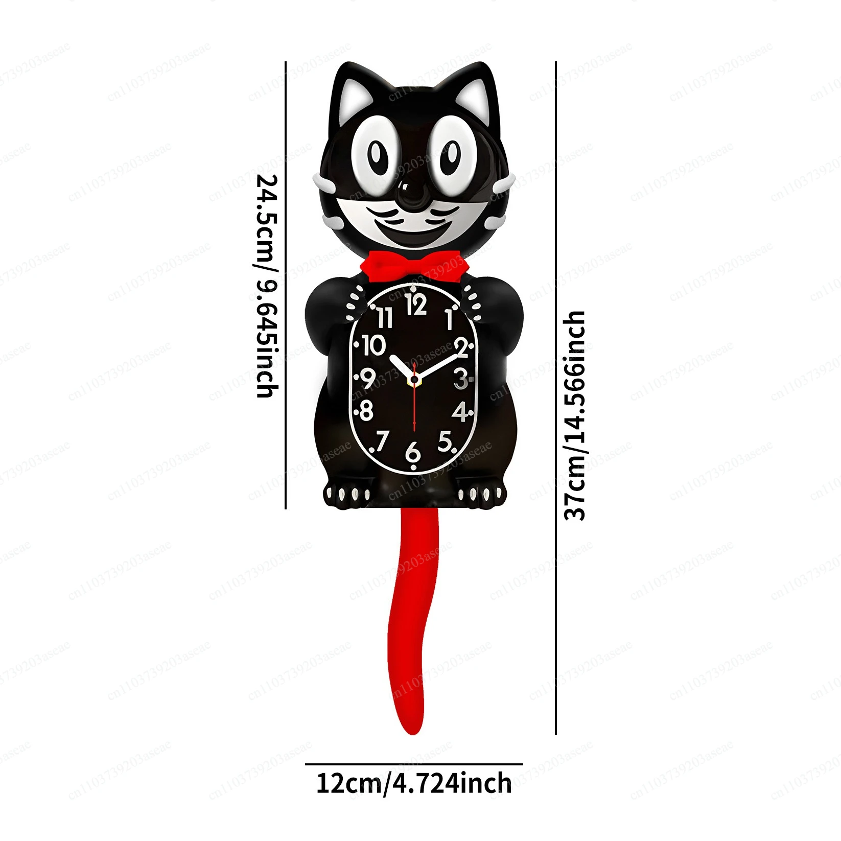 Creative wall clock cartoon cat tail wagging wall clock cute cat personality home living room quartz clock