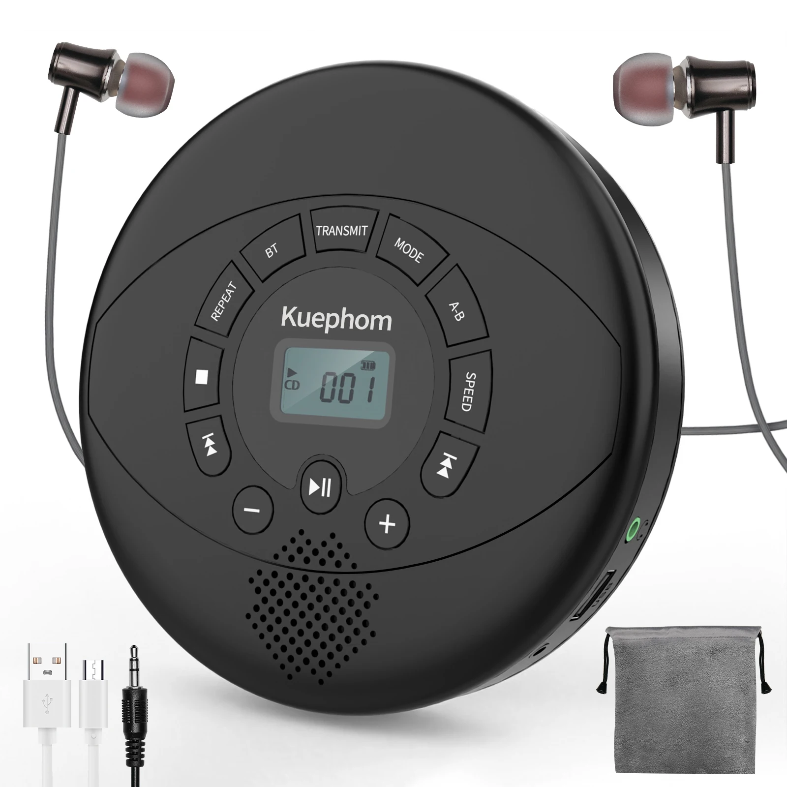 

Portable CD Player, Walkman CD Player with Headphones, Discman with Speaker,Anti-Skip CD Player for Car,CD USB disc playable wit