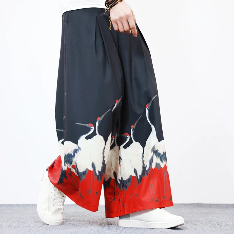 

2025 Trendy Men's Summer Floral Print Wide Leg Pants - Breathable Lightweight Casual Beachwear for Outdoor & Daily Fashion M-5XL