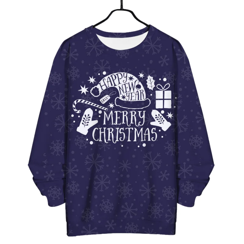 Unisex Christmas Pullover Sweatshirts Adult Sweater Long Sleeves Plus Size O Neck Sweatshirts