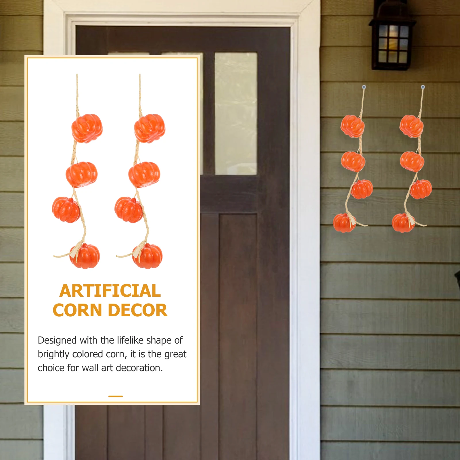 

3 pcs Artificial Pumpkin String Hanging Ornament Eco-Friendly Decor For Home Garden Wall Art Fall Festival Decoration