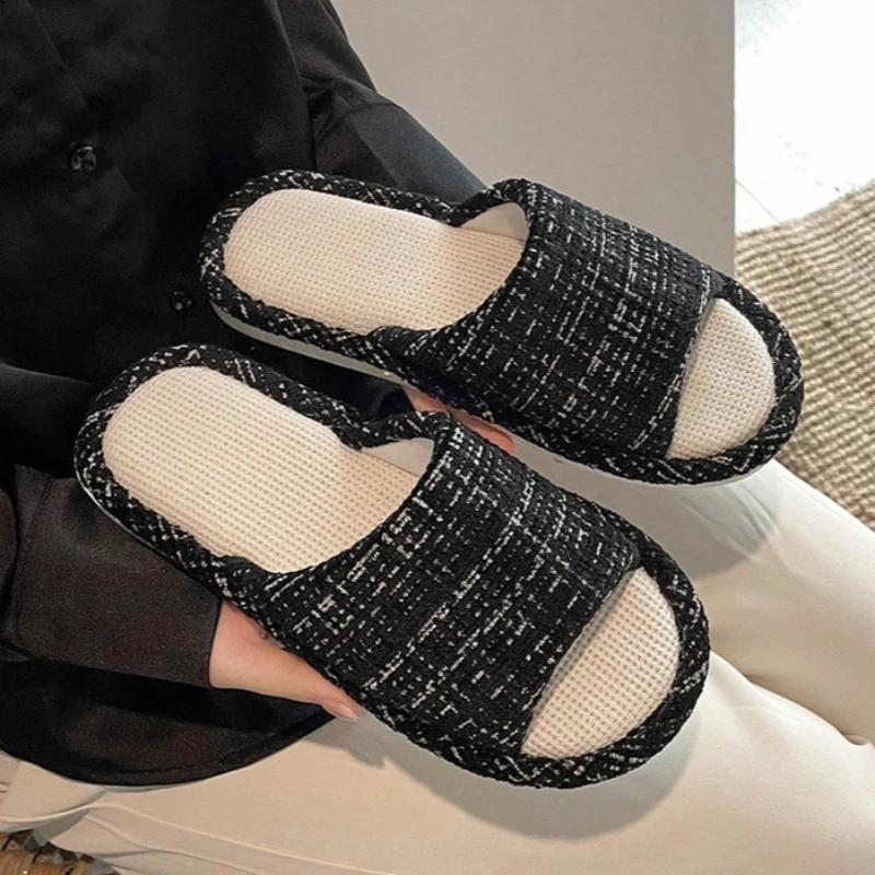 

Linen Indoor Spring Guest Lightweight Slippers Bedroom Non-slip Eco-friendly Household Slippers Comfort Couple Slippers